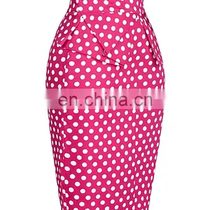 Grace Karin Occident Women Hips Wrapped Short Cotton Pencil Vintage Polka Dots Skirt CL008928-3 thumbnail-3