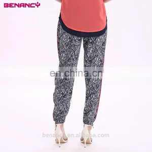 New Design Customized Leaf Print Casual Rayon Boho Harem Trouser Pants thumbnail-1