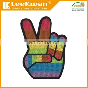 New Fabric Peace Fingers Win Heat Transfer Embroidery Clothes Patches thumbnail-2