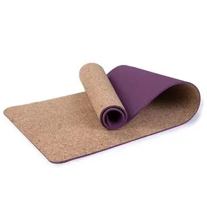 Natural Rubber Cork Material and Burlywood Color Cork Yoga Mat thumbnail-2
