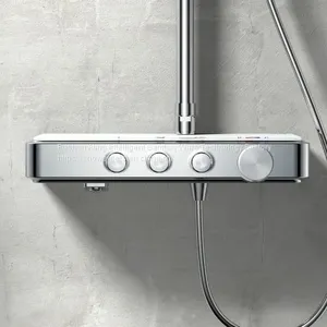 AT-P011 Luxury Bathroom Shower Column Chrome Colour 3 Functions Rain Shower With Table Foshan Supplier thumbnail-2