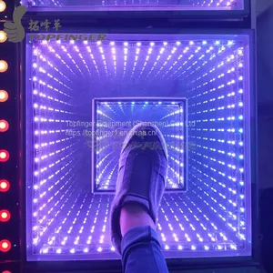 High Quality 1000*1000*60mm Mirror Glass 3D Starlit Abyss LED Dance Floor For Sale thumbnail-1