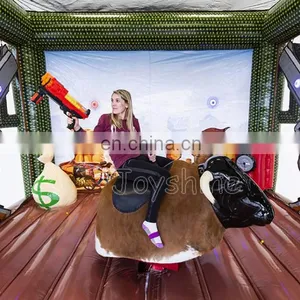 Factory Wholesale OEM Inflatable Mechanical Rodeo Bull Ride Machine Hippo Shooting Riding Game For Sale thumbnail-3