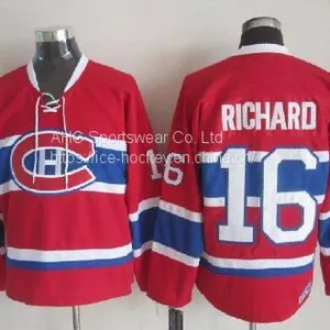 Montreal Canadiens #16 Richard Throwback Red Jersey thumbnail-1