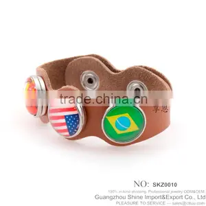 Hot Sale Real Genuine Leather Bracelet With Snap Button Bracelet thumbnail-4