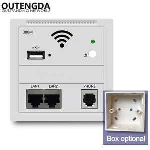 300Mbps Indoor Wireless Wall AP WiFi Router AC100V 240V 802.3af POE Power Access Point With USB Charging Phone RJ11 RJ45 On-off thumbnail-1