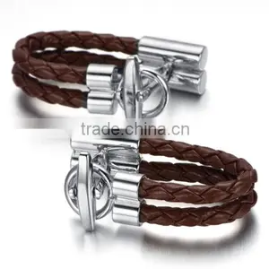 Vintage Cufflinks for Mens Jewelry Shirt Cufflinks, Brown, Leather, Clasp CL-022 thumbnail-3