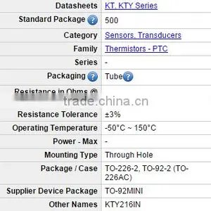 Sensors, Transducers Thermistors - PTC KTY21-6 SENSOR TEMP RESISTIVE TO-92MINI thumbnail-3