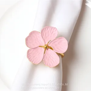 Wholesale White Flower Napkin Rings Table Decoration Reusable Metal Napkin Rings Wedding Party thumbnail-3