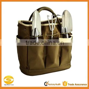8pockets Custom Heavy Duty Brown Canvas GardenTool Tote,coffe Color Nylon Garden Tool Storage Bags,canvas Garden Tool Kit Bag thumbnail-1