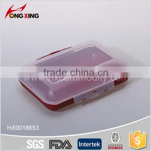 Rectangle Plastic Red Lunch Tray Box With Locked Clear Lid thumbnail-1