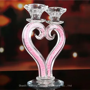 Heart Shaped Crystal Candle Holders Wedding Anniversary Table Centerpieces Glass Candelabra Candlesticks thumbnail-2
