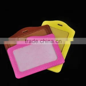 Fashion Horizontal Style Faux Leather Business ID Credit Card Badge Holder thumbnail-2