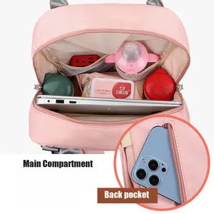 Baby Diaper Bag Double Layer Storage Bag Portable Quilted Puffer Polyester High-capacity go Out Zipper Pack Diaper Bag thumbnail-2