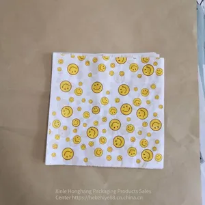 Disposable Smiley Face Oil-proof Paper Bags, Smiley Face Wrapping Paper, Green Leaf Laminated Packaging Paper Bags, Chicken Strips Green Leaf Oil-proof Bags thumbnail-1