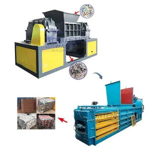 Double Shaft Plastic Shredder Cardboard Waste Boxes Cans Bottles Shredding Machine Crushing and Baling Plant EPC thumbnail-1