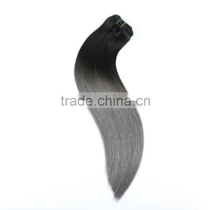 High Quality Two Tone Ombre Hair Silk Straight Clip in Remy Human Hair 14" 16" 18" 20" 22" 26" 28"" Supplier thumbnail-1