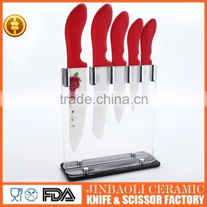 5pcs Brand New Red Handle Kitchen Ceramic Knife Set thumbnail-1