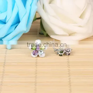 925 Sterling Silver Muilti Color Genuine Gems Clip on Earring Amethyst,Topaz,Peridot, Chrom Diopside thumbnail-1