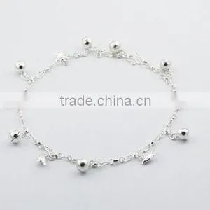 Sweet Little Bird Charms & Spheres Sterling Silver Anklet thumbnail-1