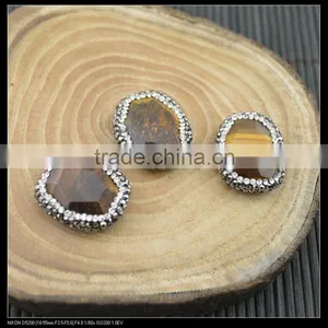 Wholesale LFD-0031B Druzy Tiger's Eye Stone Pave Rhinestone Crystal Connector Beads For Making Bracelet thumbnail-3