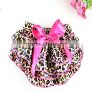 Brown Leopard With Hot Pink Bow Bloomers- Toddler Ruffle Shorts-ruffle Shorts thumbnail-1