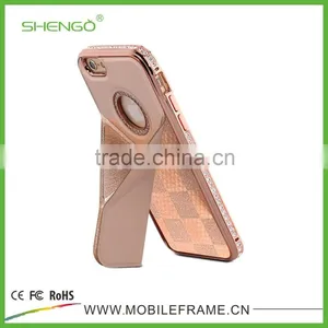 PU Leather and Diamond Metal Stands Function Phone Cases for IPhone 6 thumbnail-2