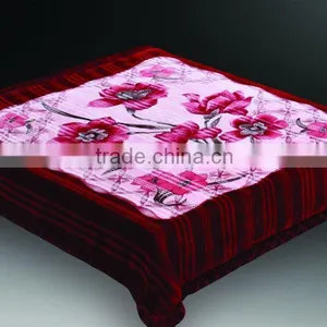 100% Polyester Super Soft Printed Double Mink Blanket With Zig-zag thumbnail-1