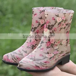 2015 New Style Garden Rubber PVC Cheap Clear Women Raining Boots Quality Choice thumbnail-2