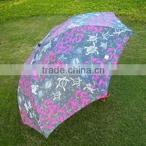 Hot Sale Fashion Flower Fabric 2 Folding Umbrella thumbnail-3