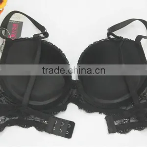 Female Push Up Transparent Black Lace Bra thumbnail-2
