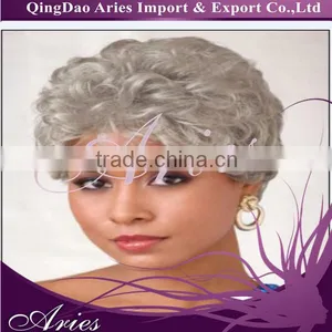 Fashion Straight Hair Center Part Bang Mixed Color Gray Synthetic Lace Front Wig thumbnail-4