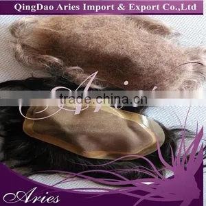 Dark Brown Premium Human Hair Mens Toupee Hairpiece French Lace PU Around #2 thumbnail-1
