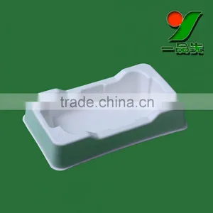 China Manufacturer Biodegradable Sugarcane Bagasse Pulp Molded Tray , Natural Color Smooth Surface Packaging thumbnail-1
