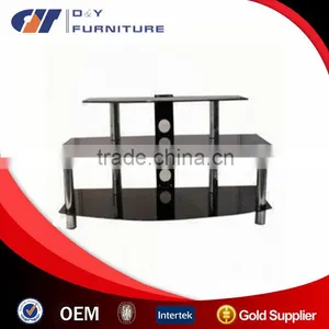 Glass TV Stand With Stainless Steel Tube and Tempered Glass thumbnail-5