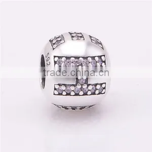 Fashion New 925 Sterling Silver Surrounded by HOPE With Pink CZ Charm Beads Fit European DIY Jewelry Bracelets & Necklaces thumbnail-2