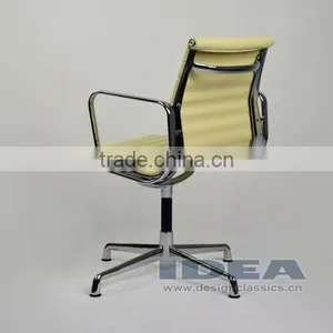Replica Charles Low Back Ribbed Meeting Chair - Cream White Color Genuine Leather thumbnail-4