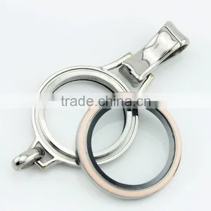 Cheap Price 316L Stainless Steel Pink White Enamel Lanyard Screw Floating Charm Glass Locket thumbnail-1