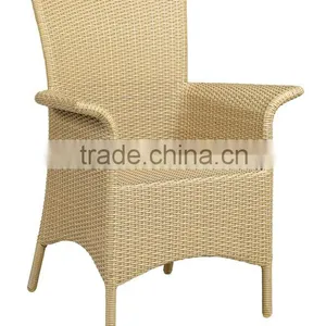 Outdoor Dining Set in Nature Flat Wicker Includes Six Chairs and Dining Table With Teak Wood Glass Table Top thumbnail-2
