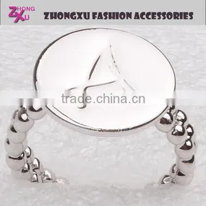 New Custom Fashion and Popular Womens Silver Plated Letter Ring thumbnail-1