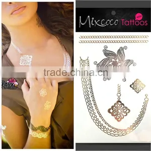 2016 Hot Factory Quality Golden Tattoo Sticker, Metallic Tattoo Gold Temporary Tattoos thumbnail-1