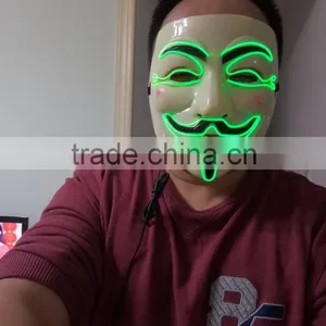 EL Wire V For Vendetta Mask / EL Light Party Mask / EL WIRE Halloween Masquerade Face Mask thumbnail-6
