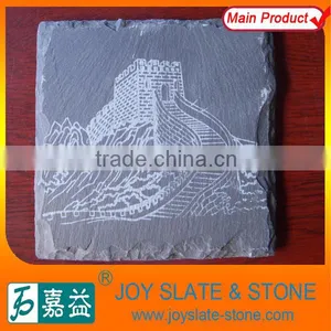 Natural Stone Black Square Coasters Slate Table Mats Table Runners thumbnail-1