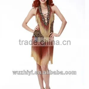 Wholesale Sexy and Pretty Latin Dance Dress With Leopard and Tassels Suit,stage Latin Performance QC00201 thumbnail-1