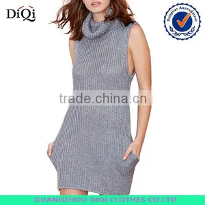 Women Casual Sleeveless Cable Knit Turtleneck Pullover Long Sweater Vest thumbnail-1