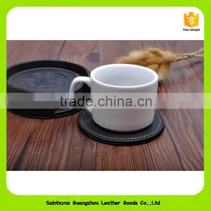 16016 Eco-friendly Leather Black Round Shape Leather/PU Drink Coaster thumbnail-5