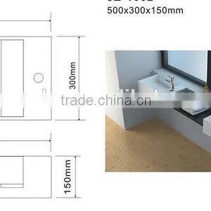 Sanitary Ware China Acrylic Solid Surface Wash Basin, Aritificial Stone Solid Surface Acrylic Wall Hang Wash Basins thumbnail-4