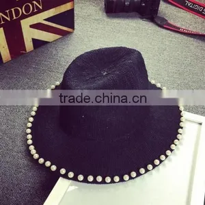 2016 Latest Pearl Design Beach Sun Hats Hot Sale Original Cheaper Sale Ladies Hat Wholesale China thumbnail-4
