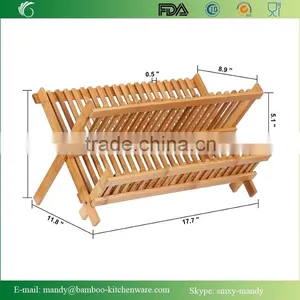 Promotional Bamboo Kitchen Rack Bamboo Dish Dryer for Dishes, Bowls, Plates, Cups thumbnail-5