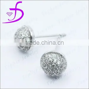 Wholesale Delicate Newest Design Diamond Plain Design Jewelry Silver Ear Stud thumbnail-1